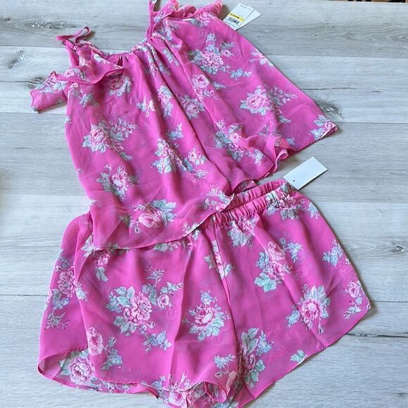 Flora Nikrooz Princess Chiffon Cami & Shorts Set Pink Floral M NWT IN PACKAGING - Picture 8 of 8